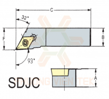 CÁN DAO TIỆN NGOÀI LOẠI NHỎ SDJC 93° GHÉP MẢNH VERTEX.